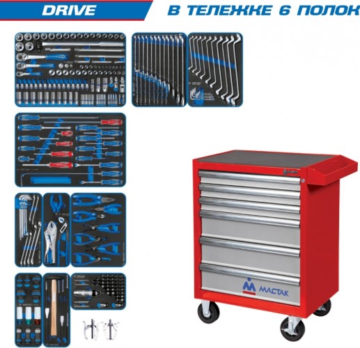 Тележка инструментальная KING TONY "DRIVE" с набором инструментов 251 предмет 934-251AMR 934-251AMR