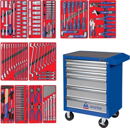 Тележка инструментальная МАСТАК 52-06205B 205 предметов, синяя