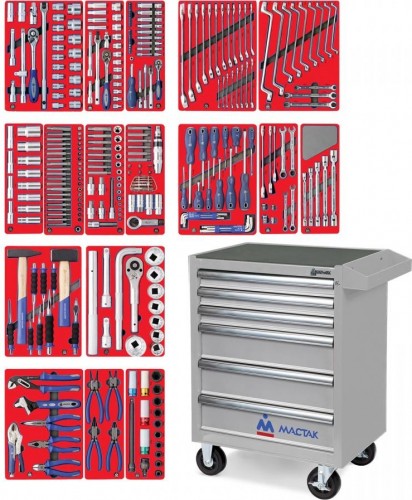 Тележка инструментальная МАСТАК 52-06323G  "эксперт" 323 предмета, серая