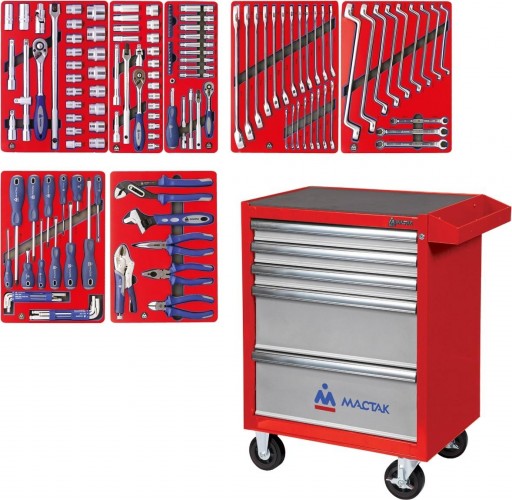 Тележка инструментальная МАСТАК 52-05161R "старт" 161 предмет, красная