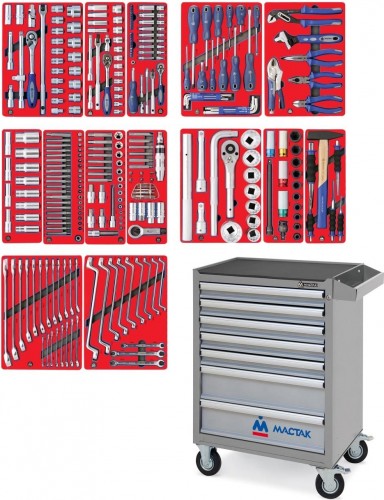 Тележка инструментальная МАСТАК 52-07299G "профи" 299 предметов, серая