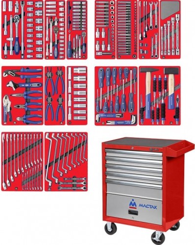Тележка инструментальная МАСТАК "ЛИДЕР" 270 предметов, красная 52-05270R 52-05270R - изображение 2