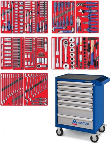 Тележка инструментальная МАСТАК 52-07299B "профи" 299 предметов, синяя