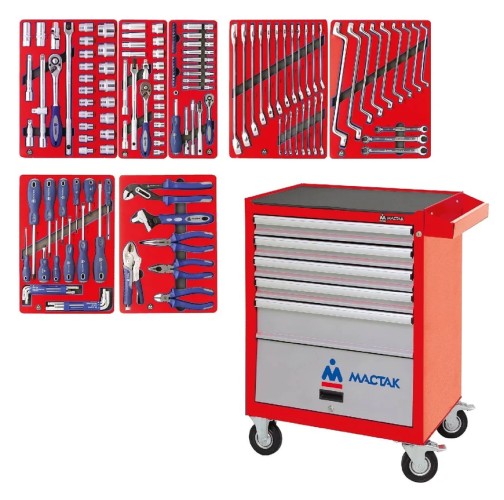 Тележка инструментальная МАСТАК 52-05161R01 "старт" 161 предмет, красная