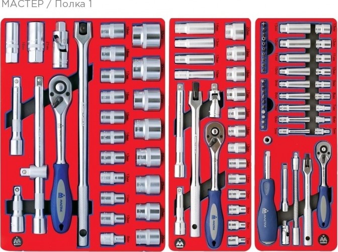 Тележка инструментальная МАСТАК 52-06205R 205 предметов, красная - изображение 2