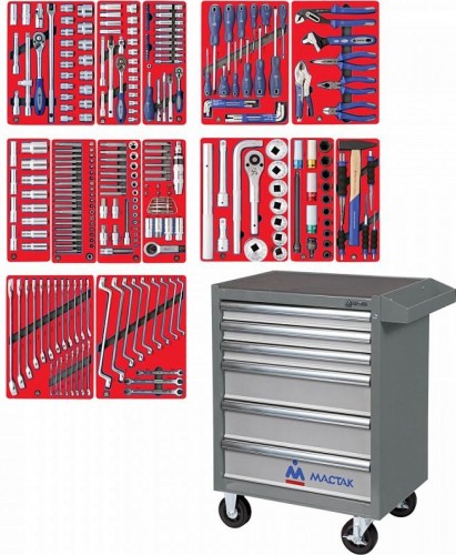 Тележка инструментальная МАСТАК 52-06299G "профи" 299 предметов, серая