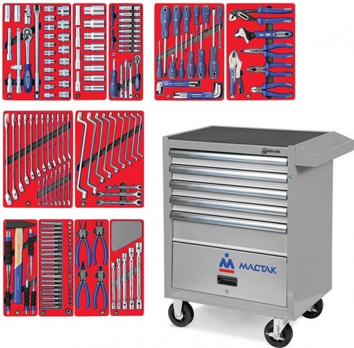 Тележка инструментальная МАСТАК 52-05205G 205 предметов, серая