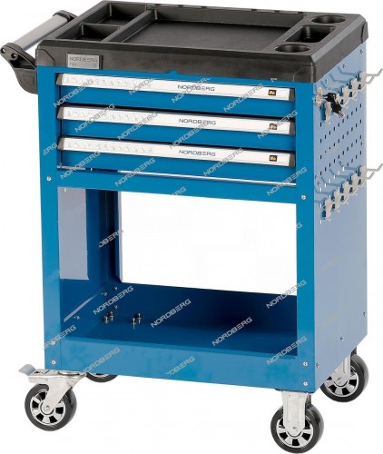 Тележка инструментальная NORDBERG T4N профессиональная 3 полоки+открытый отсек ЦБ-0009456