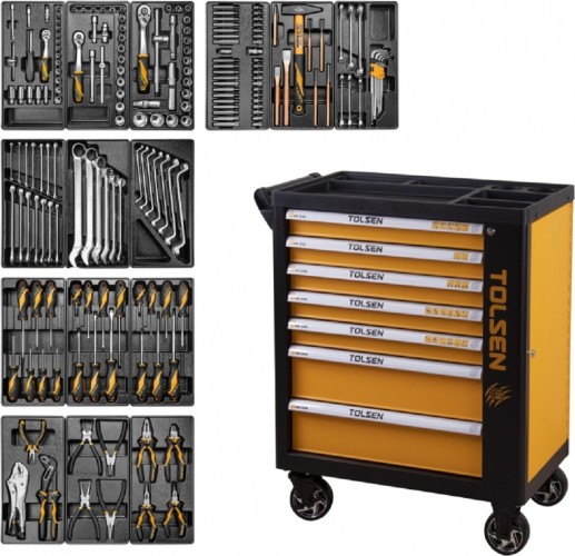 Тележка инструментальная TOLSEN "ATHLETE" + набор инструментов 189 пр. TT85412