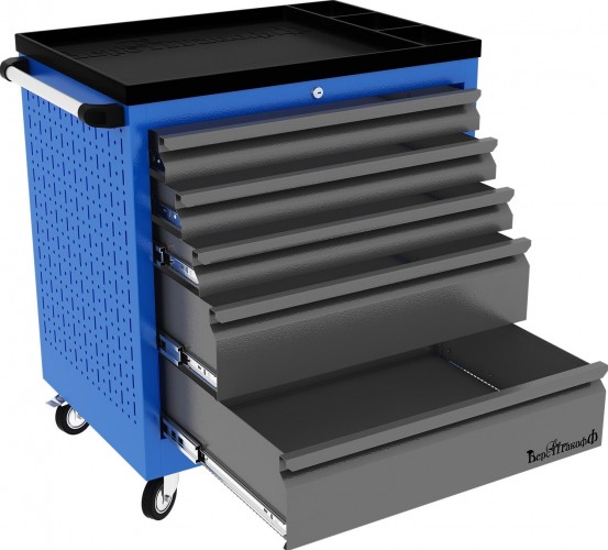 Тележка инструментальная ВЕРСТАКОФФ PROFFI 795.5 RAL5005 5 выдвижных ящиков RAL7024 103103 M - изображение 2