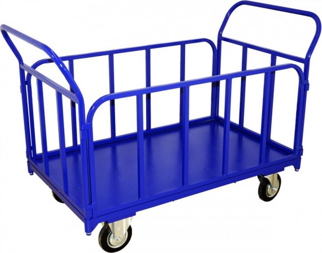 Тележка платформенная Rusklad ТБ-1, 500х800 мм, съемные трубчатые борта (К-160 мм)
