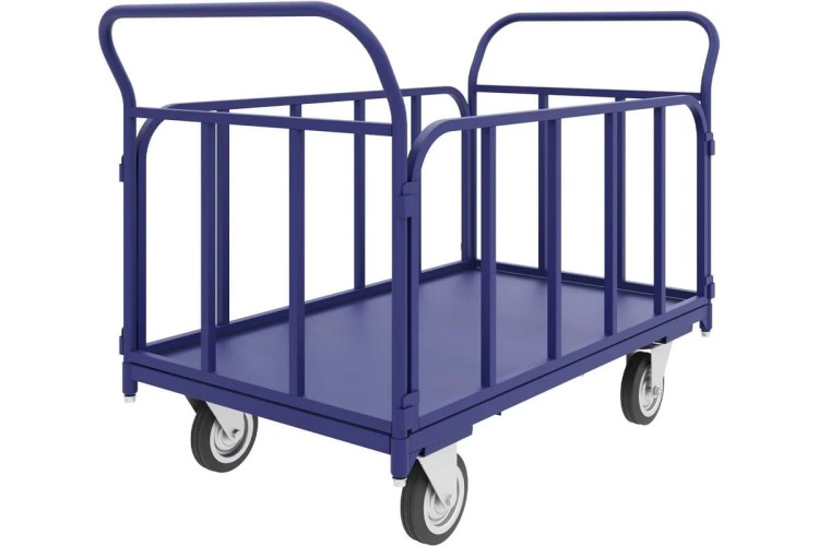 Тележка платформенная Rusklad ТБ-6  800х1200 мм, съемные трубчатые борта, К-160 мм