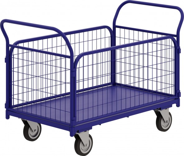 Тележка платформенная Rusklad ТС П (красная) 800х1400х500  мм, усиленная, сетч.борт (без колес) ТС П б/к