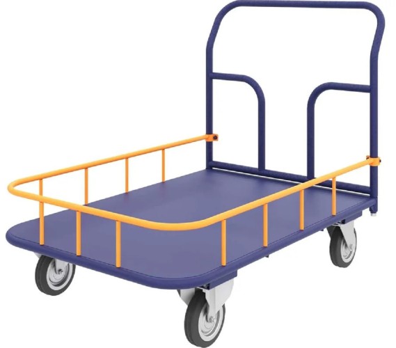 Тележка платформенная Rusklad ТПБ  6 800 х 1200 мм, колеса 160 мм, с бортом 150 мм