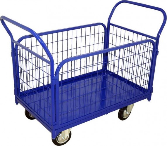 Тележка платформенная Rusklad ТС-8 700 х 1000 мм, съемные сетчатые борта, колеса 160