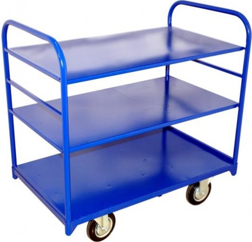 Тележка платформенная с двумя ручками Rusklad ТЯ-2 3-х ярусная 600х900, полки с бортиком, К-160 мм