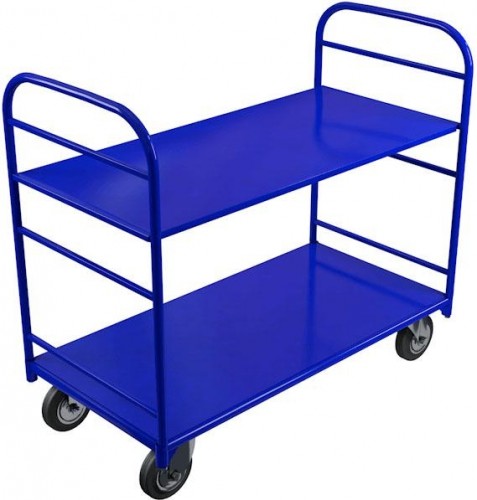 Тележка платформенная с двумя ручками Rusklad ТЯ-5 2-х ярусная 700х1200, полка без бортика, К-160 мм