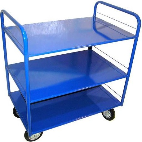 Тележка платформенная с двумя ручками Rusklad ТЯ-3 3-х ярусная 600х1000, полки без бортика, К-160 мм