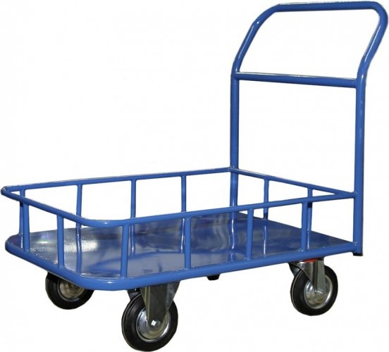 Тележка платформенная СТЕЛЛА-ТЕХНИК КПБ-300 4-х колесная с бортом (600х900) 160-K, до 400 кг КПБ-300-160-К