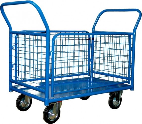 Тележка платформенная СТЕЛЛА-ТЕХНИК КПО-300 С 4-х колес., борт-сетка (700х1000) 160-K, до 400 кг КПО-300-С-160-К