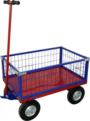 Тележка с сетчатым бортом Rusklad ТПОБ-2С 600х900 мм, до 450 кг, пневматические колеса ТПОБ 2 С пневмо