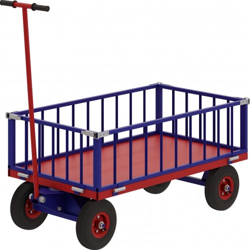 Тележка с трубчатым бортом Rusklad ТПОБ-7Т 800х1400х300 мм, до 450 кг, пневматические колеса ТПОБ 7 Т пневмо