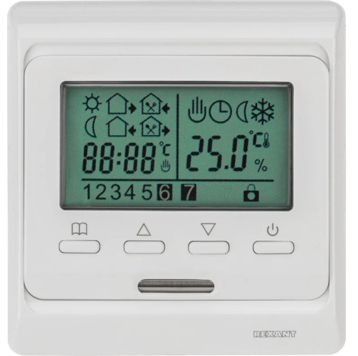 Терморегулятор для теплого пола REXANT R51XT с дисплеем и автомат. программированием 3680Вт 51-0532