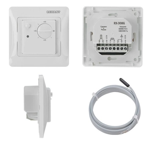 Терморегулятор для теплого пола REXANT 51-0825 механический RX-308G, 3,5квт