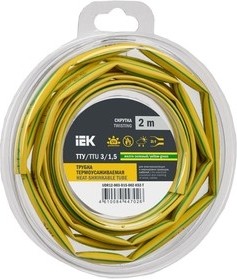 Термоусаживаемая трубка IEK ТТУ нг-LS 3/1.5 желт./зел. (уп.2м)  UDR12-003-D15-002-K52-T