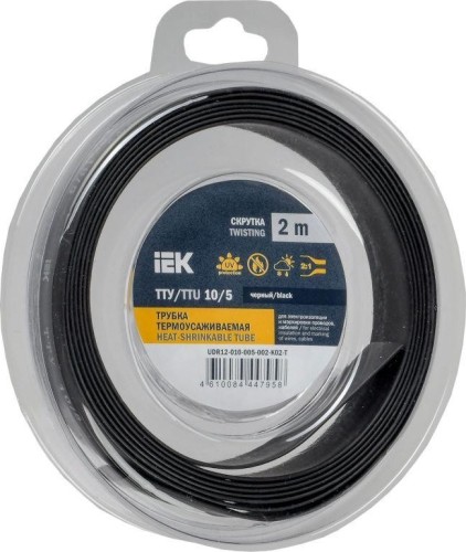 Термоусаживаемая трубка IEK ТТУ нг-LS 10/5 черн. (уп.2м)  UDR12-010-005-002-K02-T