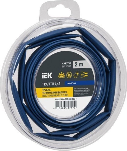 Термоусаживаемая трубка IEK ТТУ нг-LS 4/2 син. (уп.2м)  UDR12-004-002-002-K07-T