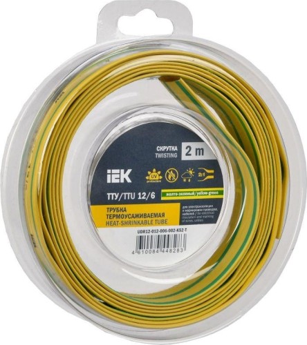 Термоусаживаемая трубка IEK ТТУ нг-LS 12/6 желт./зел. (уп.2м)  UDR12-012-006-002-K52-T