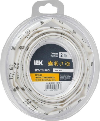 Термоусаживаемая трубка IEK ТТУ нг-LS 6/3 бел. (уп.2м)  UDR12-006-003-002-K01-T