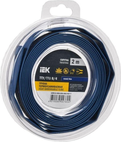 Термоусаживаемая трубка IEK ТТУ нг-LS 8/4 син. (уп.2м)  UDR12-008-004-002-K07-T