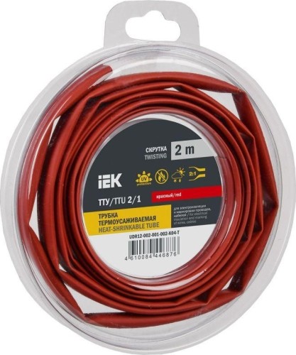 Термоусаживаемая трубка IEK ТТУ нг-LS 2/1 красн. (уп.2м)  UDR12-002-001-002-K04-T