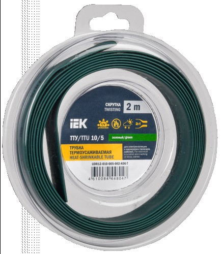 Термоусаживаемая трубка IEK ТТУ нг-LS 10/5 зел. (уп.2м)  UDR12-010-005-002-K06-T