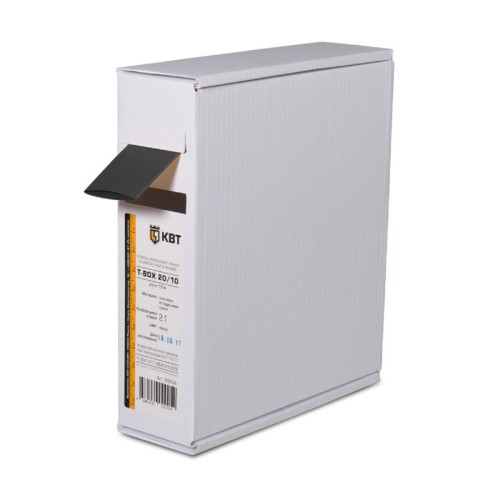 Термоусаживаемая трубка КВТ Т-BOX-12/6 черн (10м) 65620