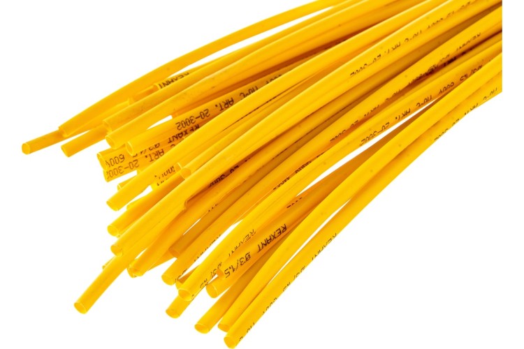 Термоусаживаемая трубка REXANT 20-3002 ТУТ нг 3,0/1,5мм, желтая (уп.50 шт. по1м)