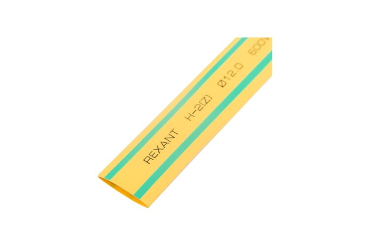 Термоусаживаемая трубка REXANT 21-2007 ТУТ нг 12,0/6,0мм, желто-зеленая (уп.50 шт. по1м)