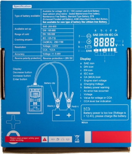 Тестер KING TONY 9DC51 аккумулятора автомобиля - изображение 3