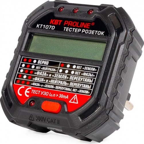 Тестер розеток КВТ КТ 107D PROLINE и УЗО 86321