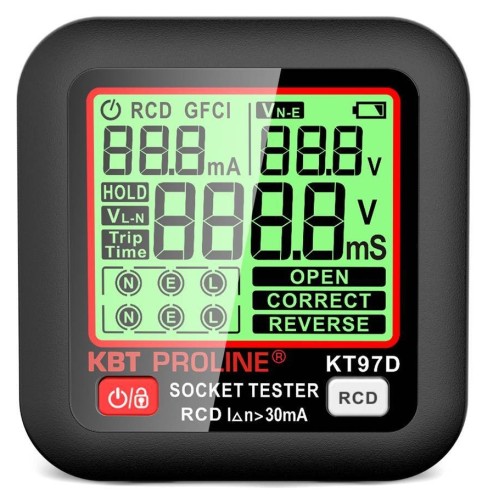 Тестер розеток КВТ КТ 97D серия PROLINE и УЗО 91921