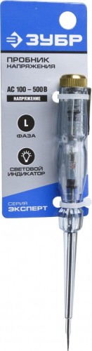 Тестер ЗУБР ЭКСПЕРТ пробник электрический, на карточке, 100-500в, 145м 25720 - изображение 2