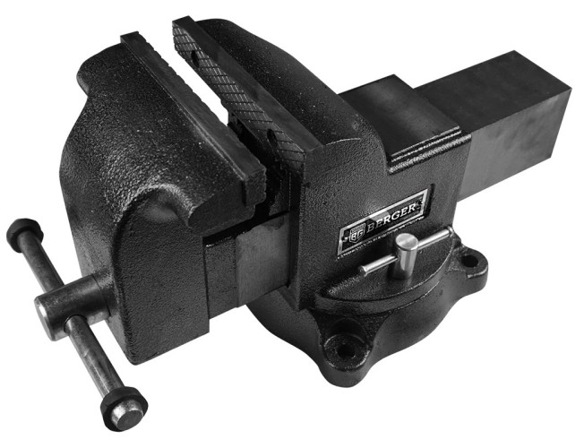 Тиски BERGER BG1338 чугунные поворотные с трубным зажимом и наковальне