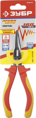 Тонкогубцы диэлектрические ЗУБР "ПРОФИЭЛЕКТРИК" 160 мм 22145-3-16 22145-3-16