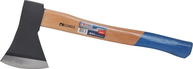 Топор СОЮЗ 1015-06-1000С 1000гр, деревянная рукоятка, кованая сталь