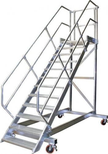 Трап с платформой KRAUSE 10 ступеней, угол наклона 60 град., ширина ступеней 1000 мм 829092 829092