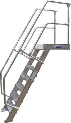 Трап с платформой KRAUSE 10 ступеней, угол наклона 45 град., ширина ступеней 1000 мм 824592 824592
