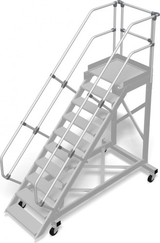 Трап с платформой KRAUSE 10 ступеней, (алюминиевая решетка R13) угол наклона 45 град., ступ. 800 мм