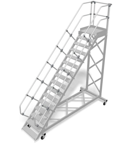 Трап с платформой KRAUSE 16 ступеней угол наклона 60 град., ширина ступеней 600 мм 828750 828750